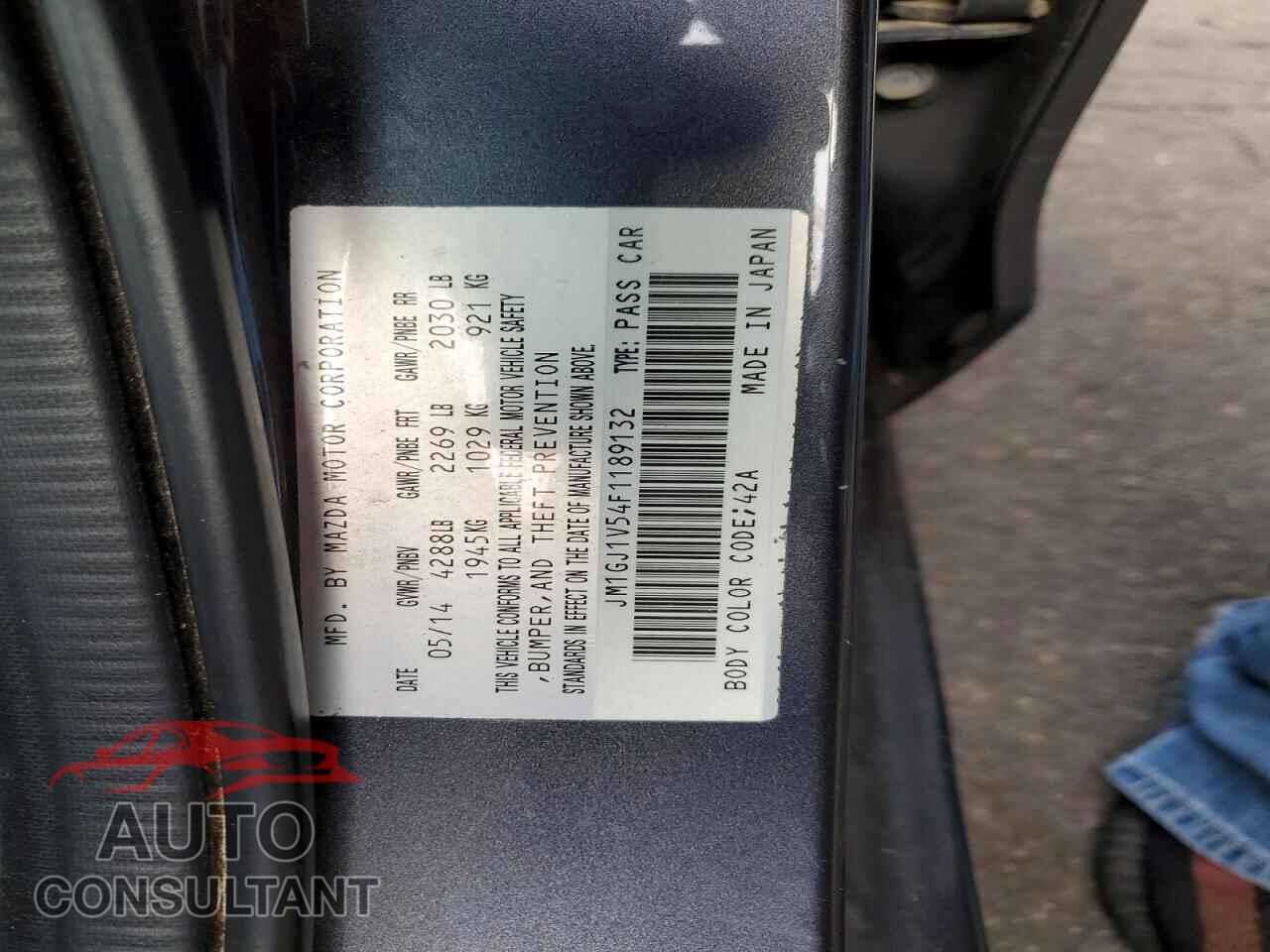 MAZDA 6 2015 - JM1GJ1V54F1189132