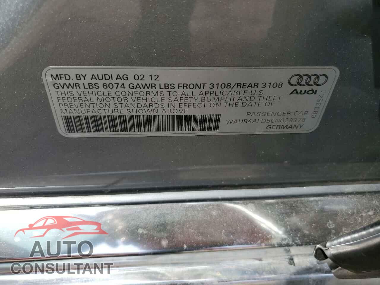 AUDI A8 2012 - WAUR4AFD5CN029378
