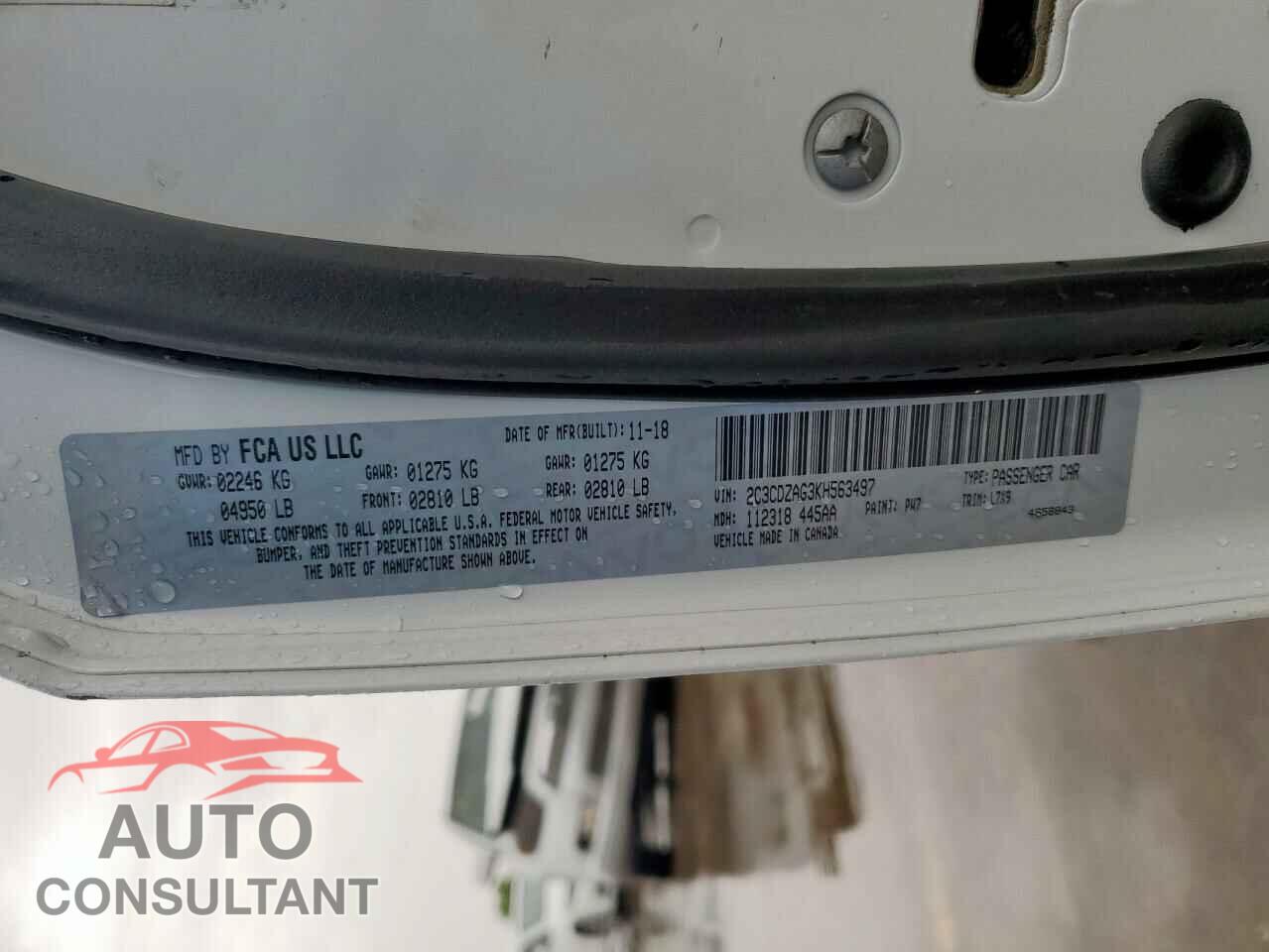 DODGE CHALLENGER 2019 - 2C3CDZAG3KH563497