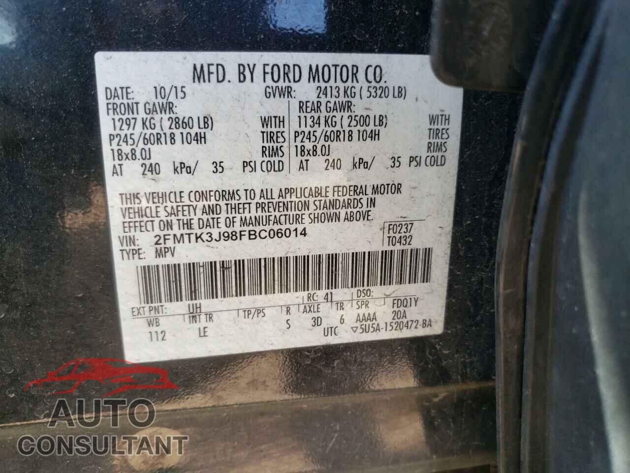 FORD EDGE 2015 - 2FMTK3J98FBC06014