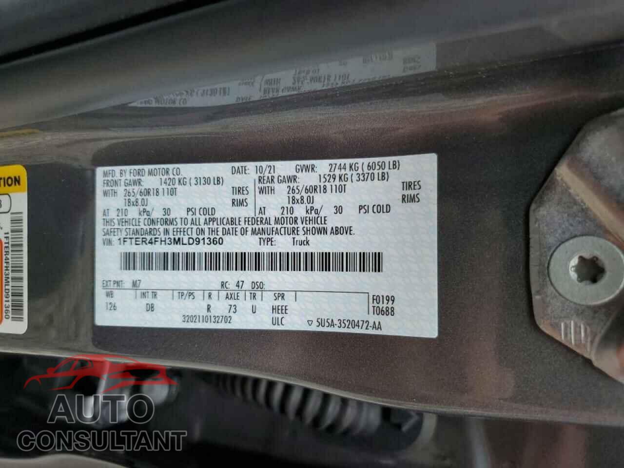 FORD RANGER 2021 - 1FTER4FH3MLD91360