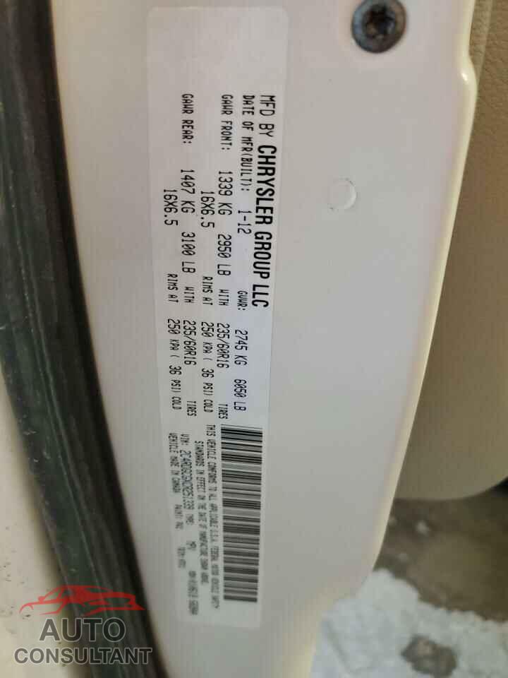 DODGE CARAVAN 2012 - 2C4RDGCGXCR251339