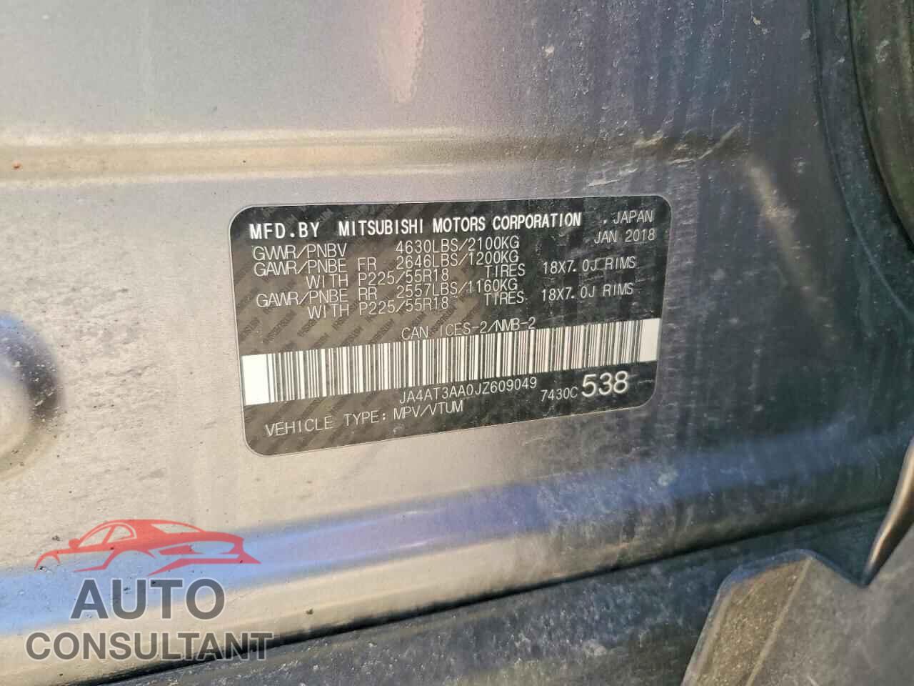 MITSUBISHI ECLIPSE 2018 - JA4AT3AA0JZ609049