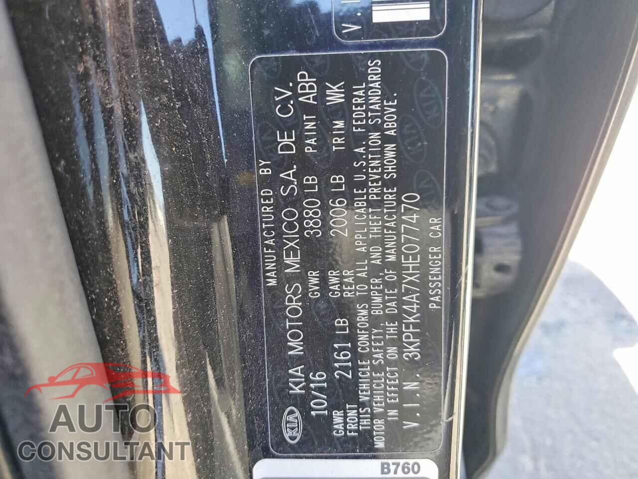 KIA FORTE 2017 - 3KPFK4A7XHE077470