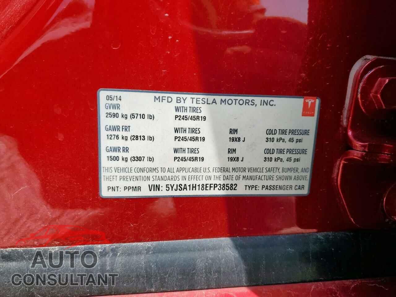 TESLA MODEL S 2014 - 5YJSA1H18EFP38582