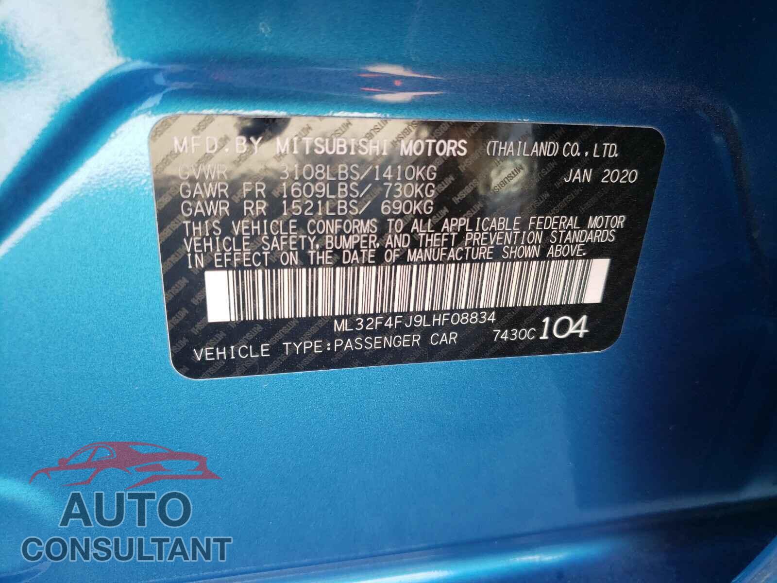 MITSUBISHI MIRAGE 2020 - ML32F4FJ9LHF08834
