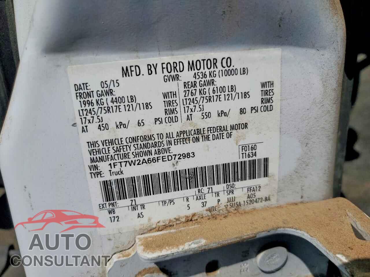 FORD F250 2015 - 1FT7W2A66FED72983