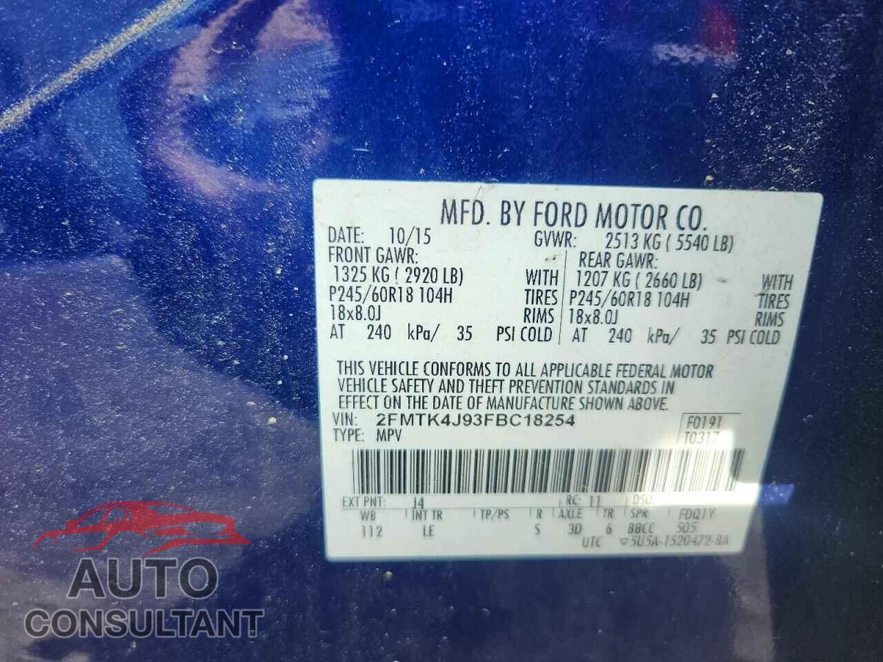 FORD EDGE 2015 - 2FMTK4J93FBC18254
