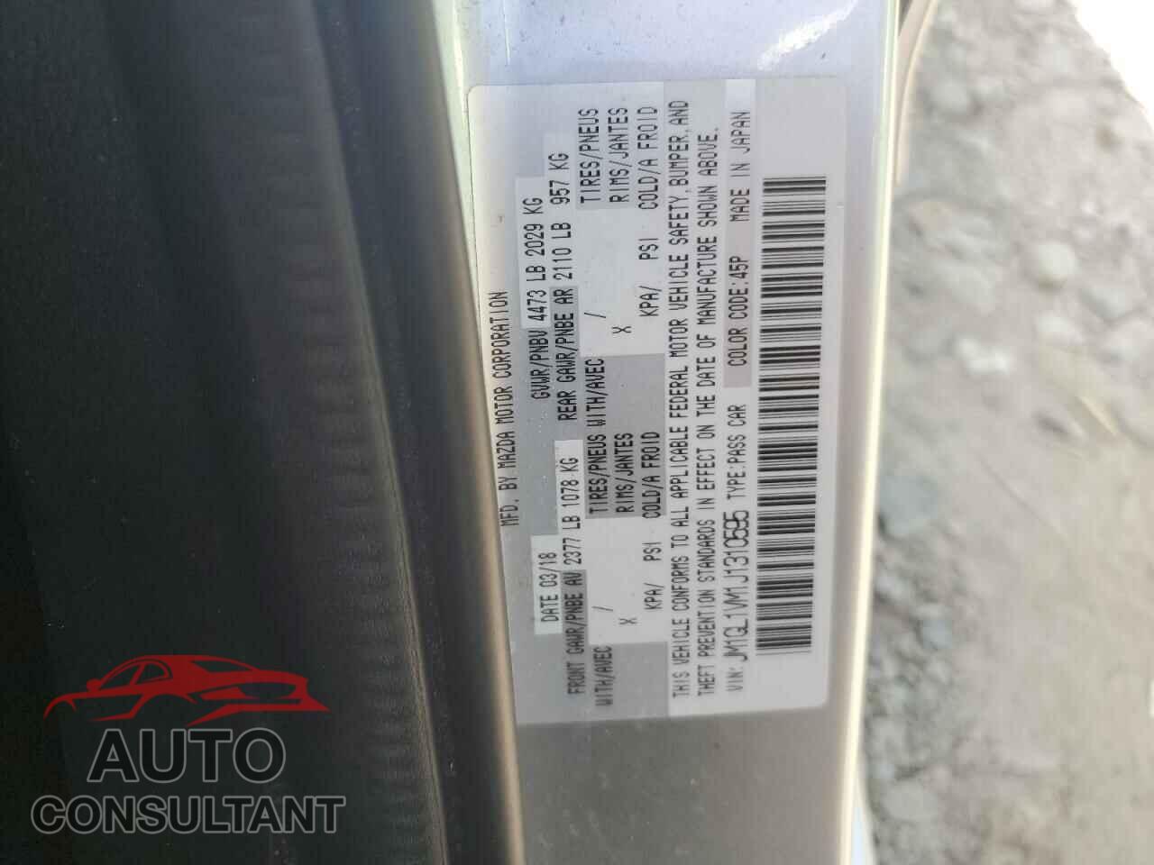 MAZDA 6 2018 - JM1GL1VM1J1310595
