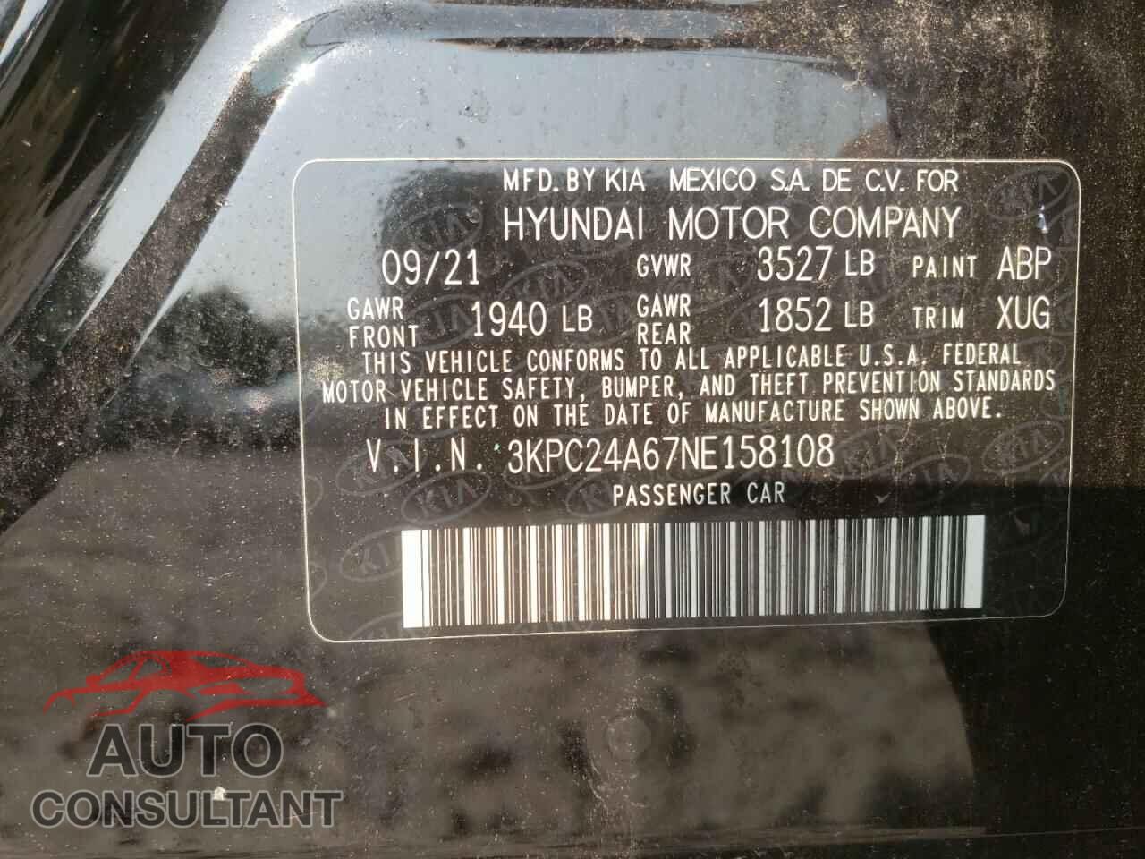 HYUNDAI ACCENT 2022 - 3KPC24A67NE158108