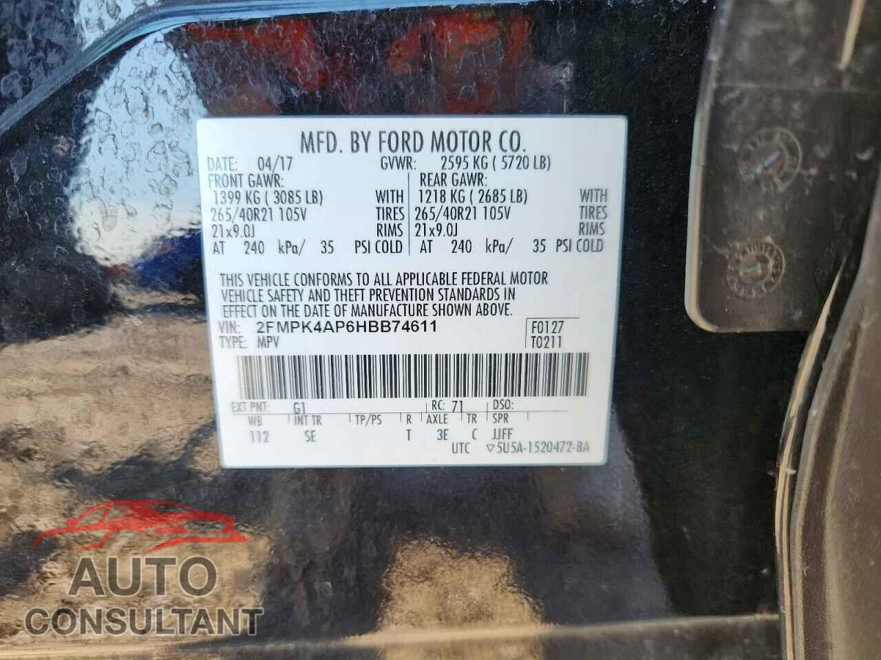 FORD EDGE 2017 - 2FMPK4AP6HBB74611