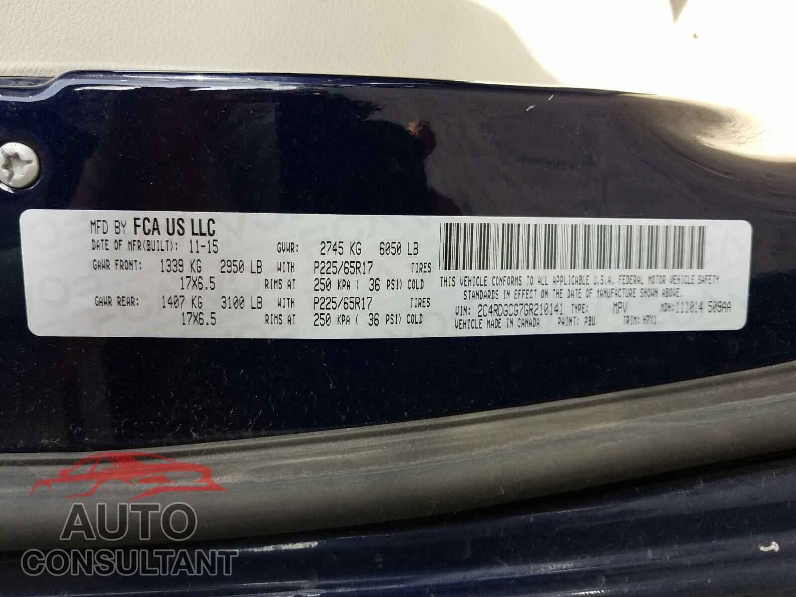 DODGE CARAVAN 2016 - 2C4RDGCG7GR210141