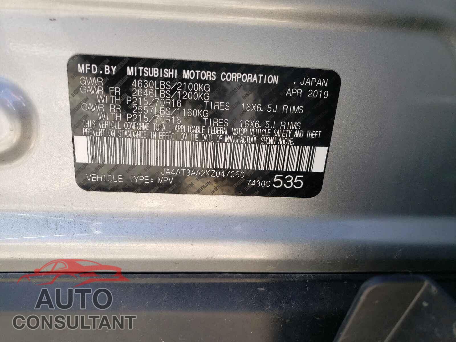 MITSUBISHI ECLIPSE 2019 - JA4AT3AA2KZ047060