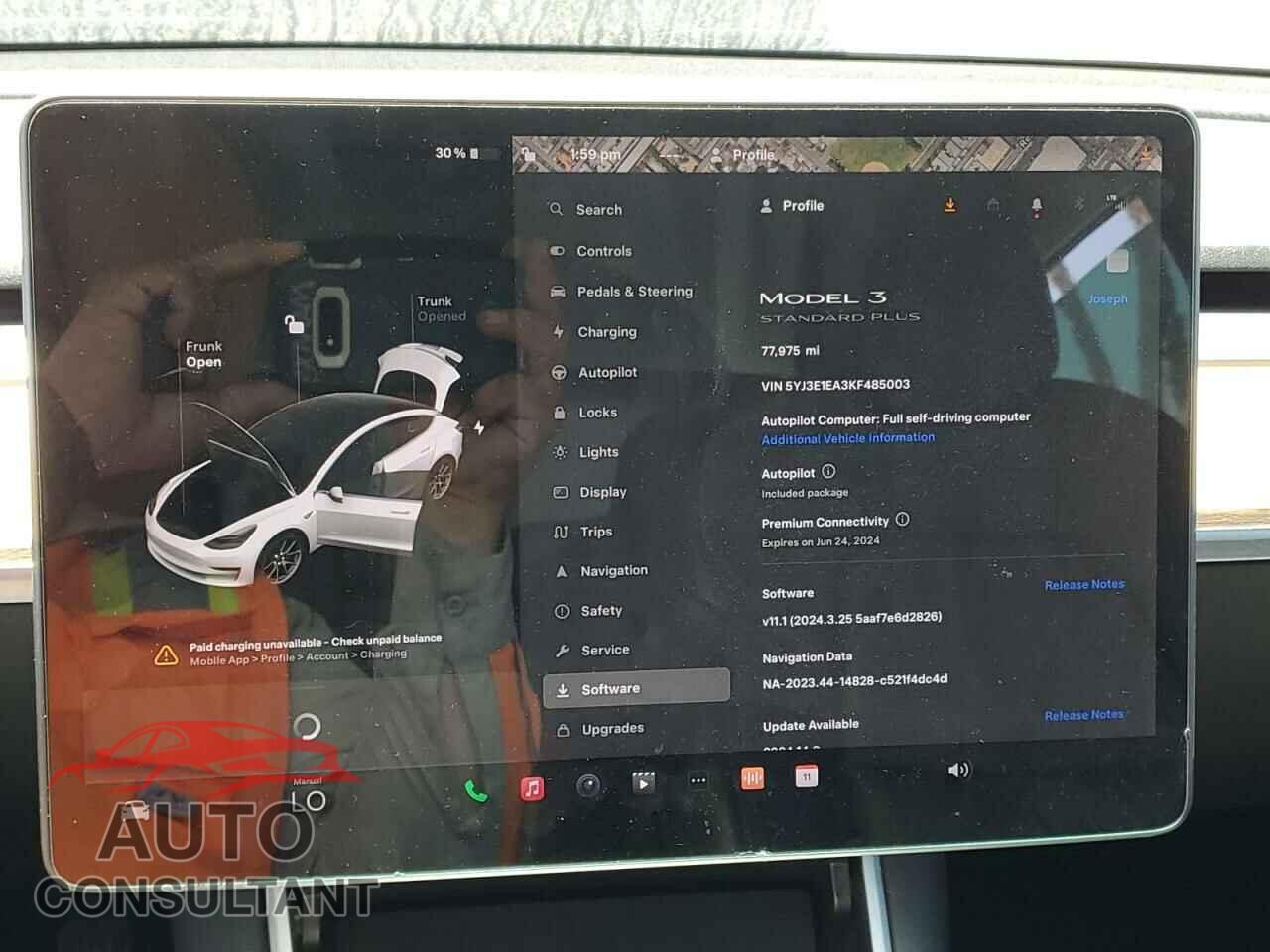TESLA MODEL 3 2019 - 5YJ3E1EA3KF485003