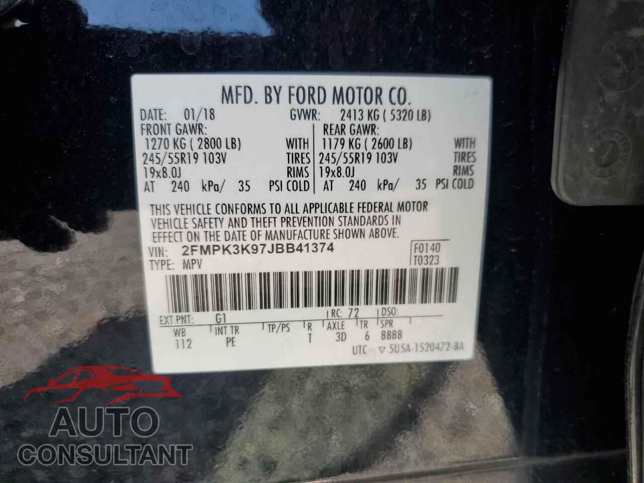 FORD EDGE 2018 - 2FMPK3K97JBB41374