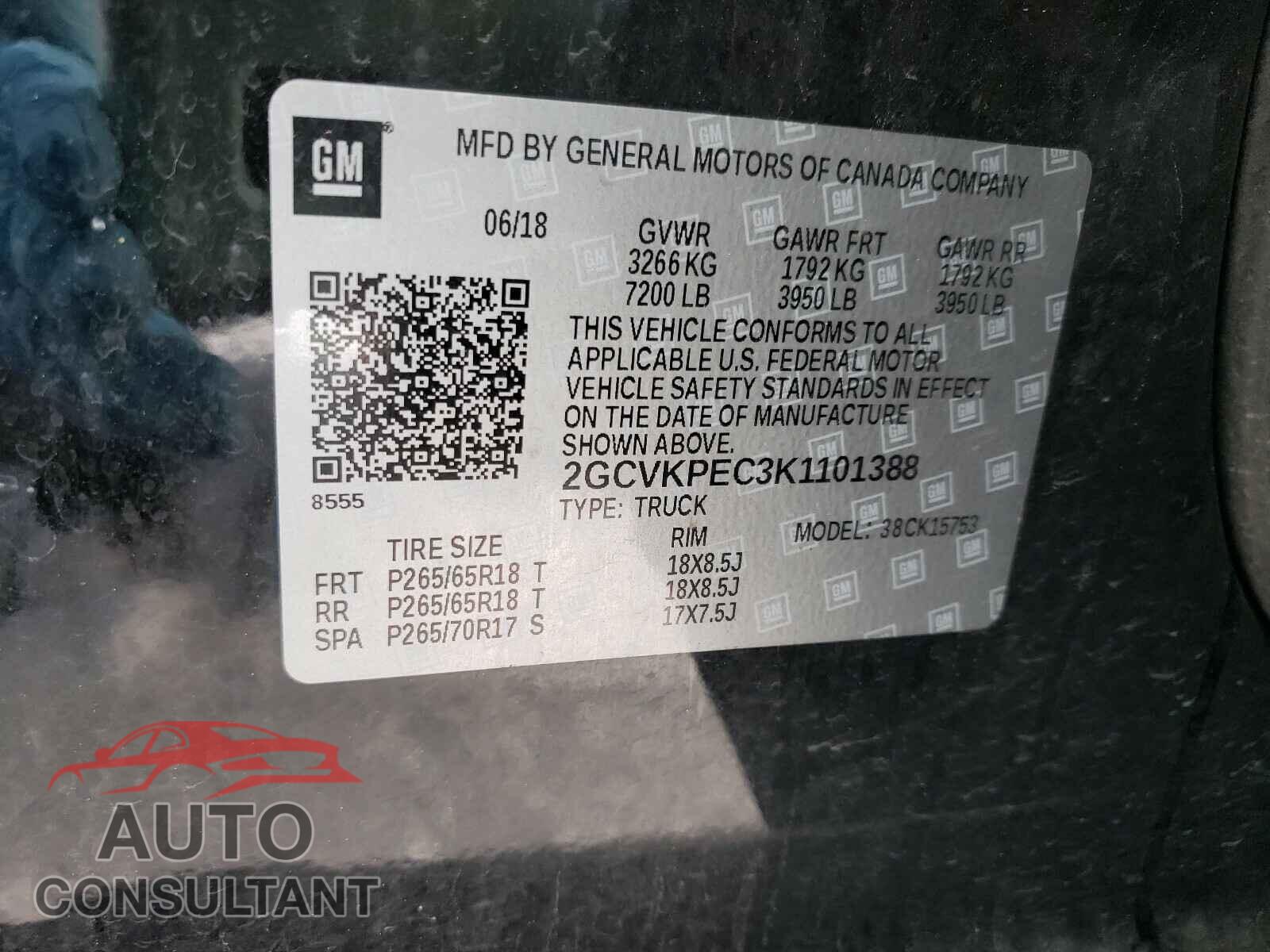 CHEVROLET SILVERADO 2019 - 2GCVKPEC3K1101388