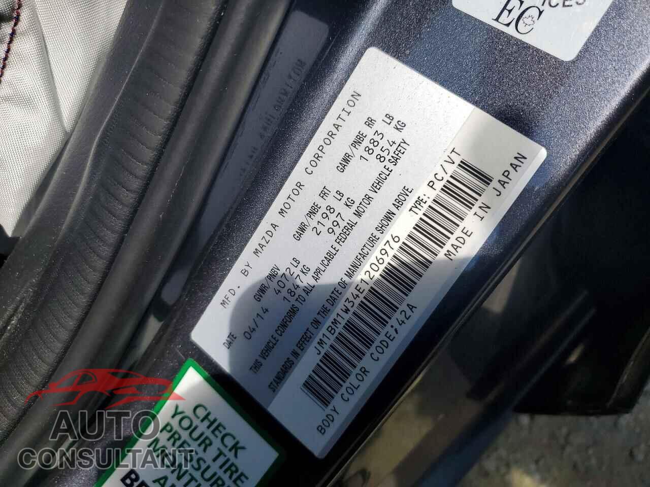 MAZDA 3 2014 - JM1BM1W34E1206976