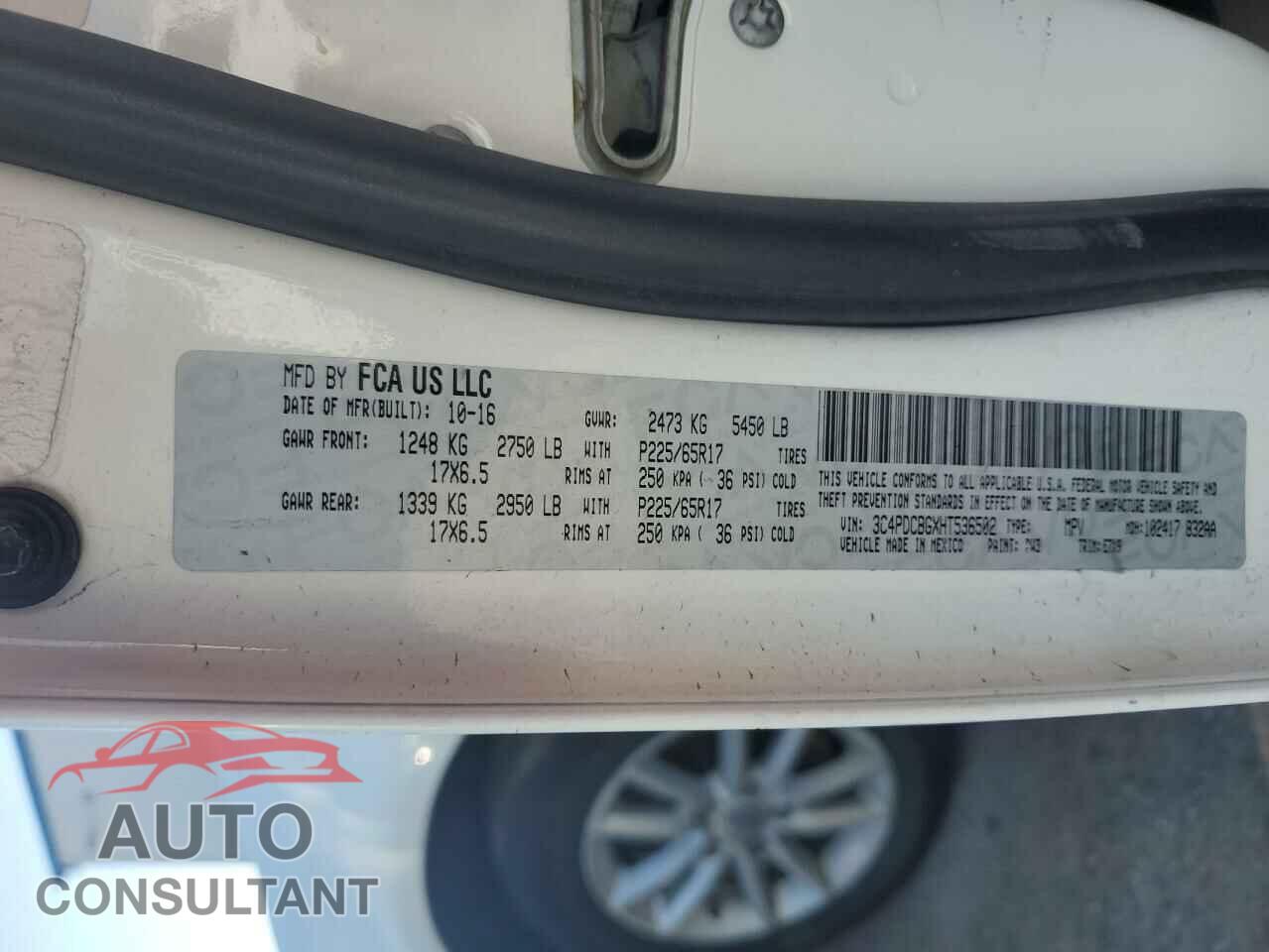 DODGE JOURNEY 2017 - 3C4PDCBGXHT536502