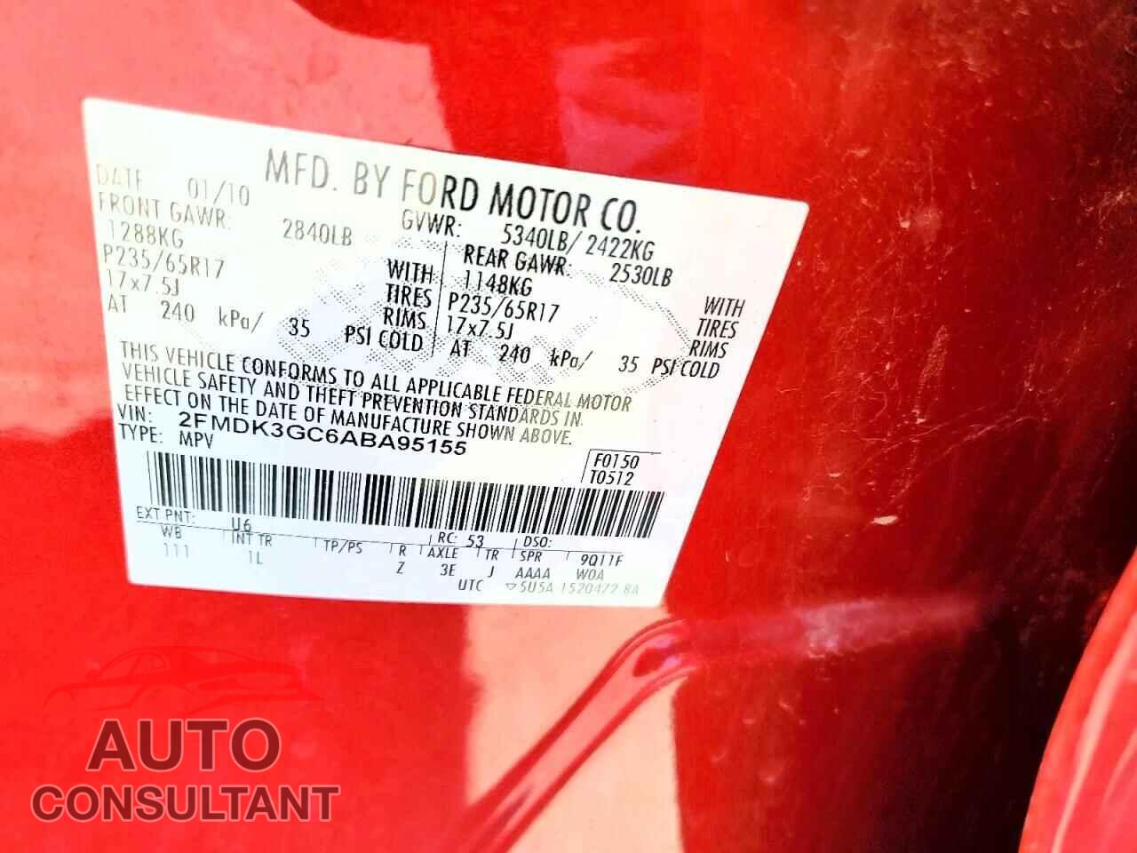 FORD EDGE 2010 - 2FMDK3GC6ABA95155