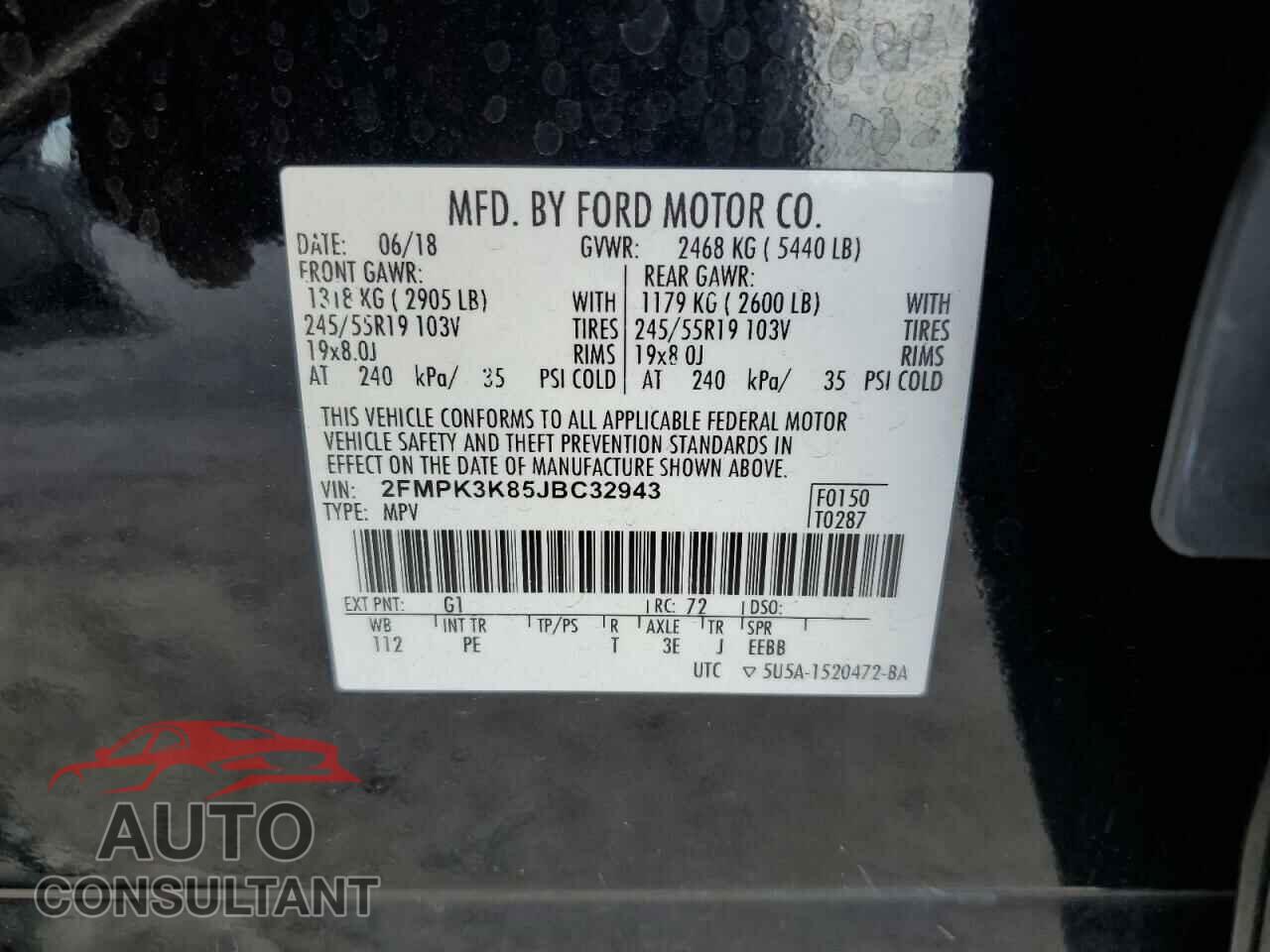 FORD EDGE 2018 - 2FMPK3K85JBC32943