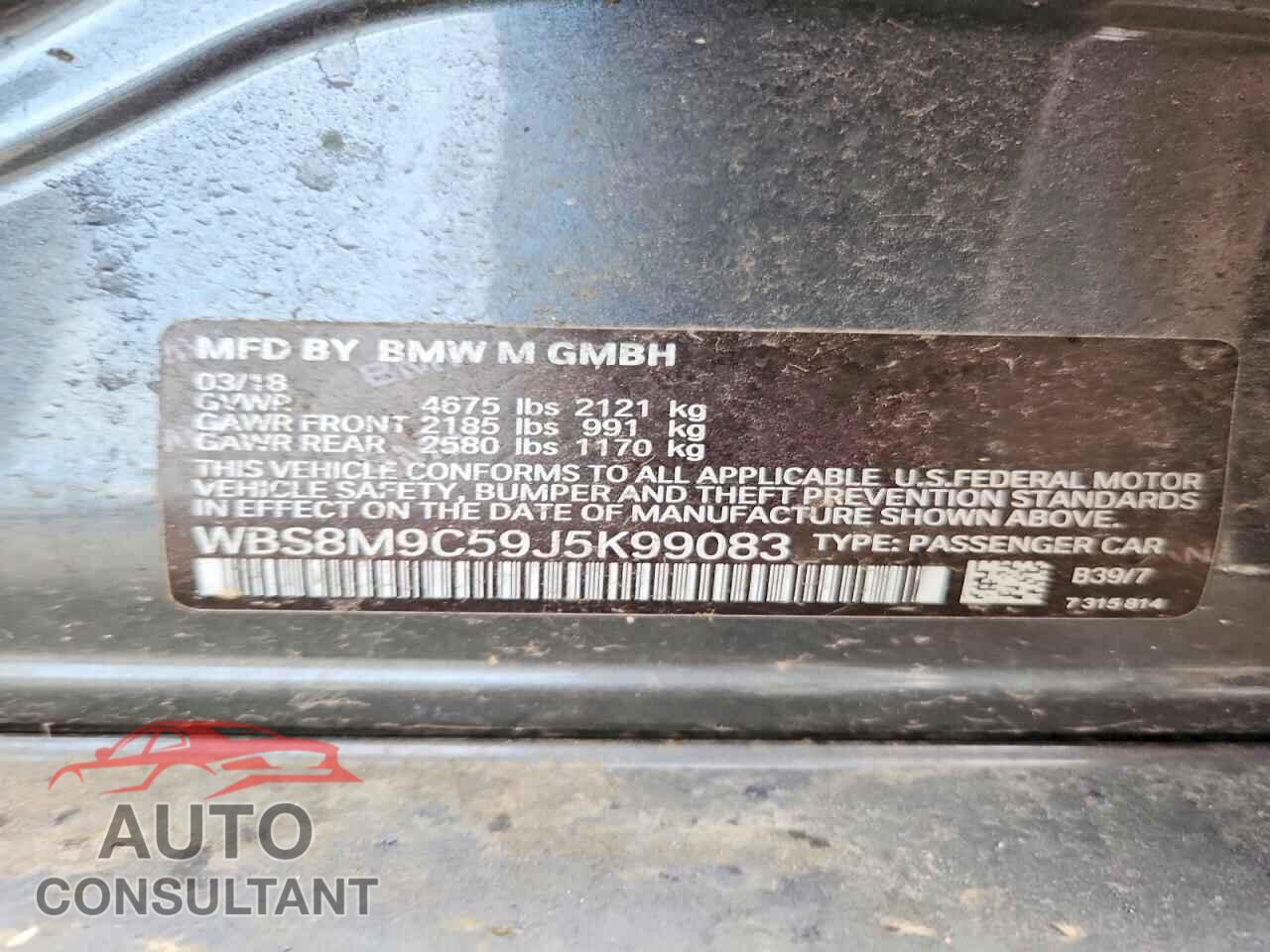 BMW M3 2018 - WBS8M9C59J5K99083