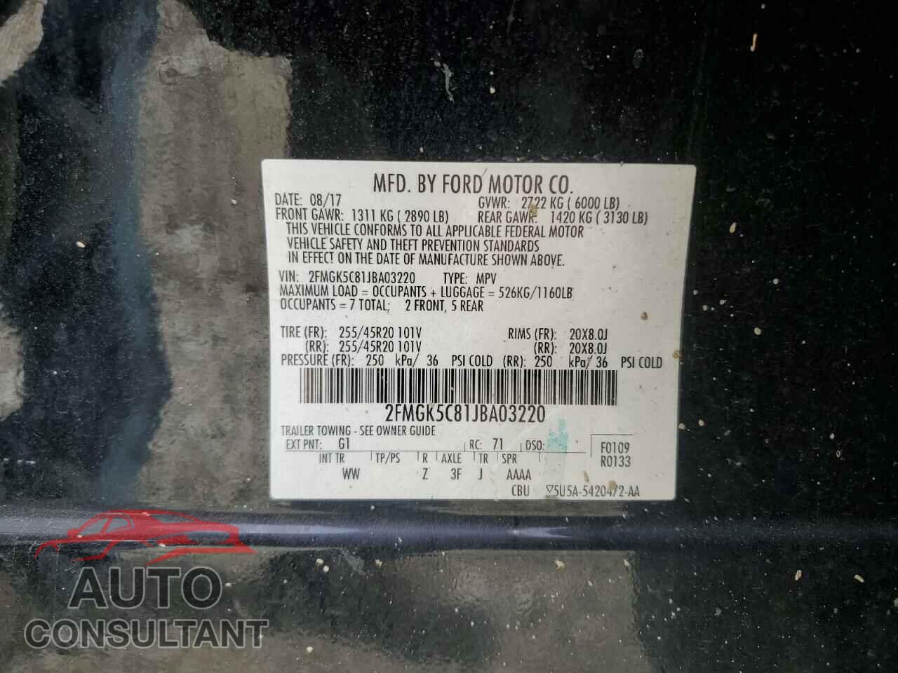 FORD FLEX 2018 - 2FMGK5C81JBA03220