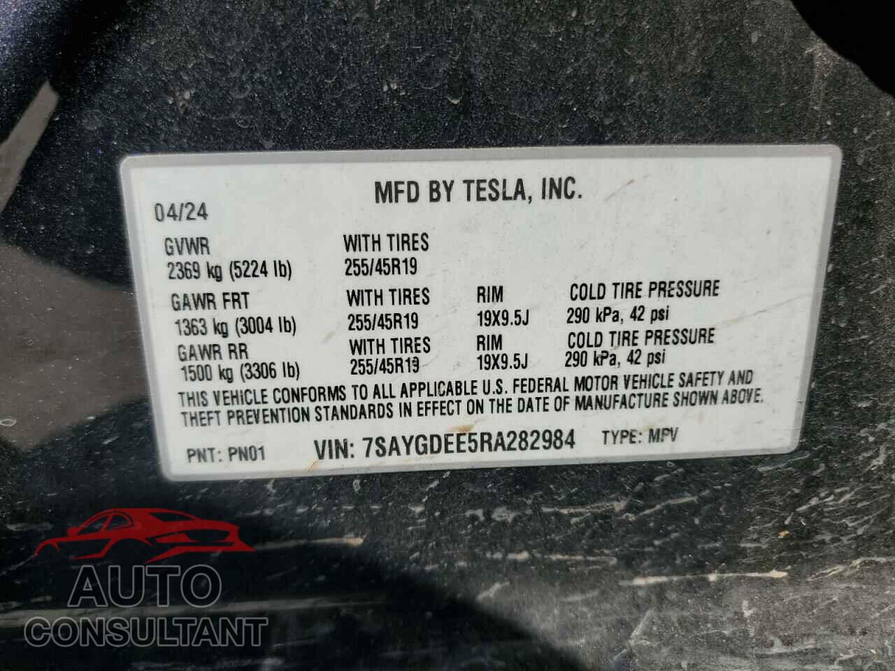 TESLA MODEL Y 2024 - 7SAYGDEE5RA282984