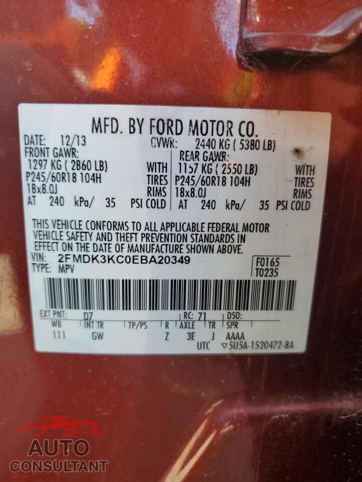 FORD EDGE 2014 - 2FMDK3KC0EBA20349