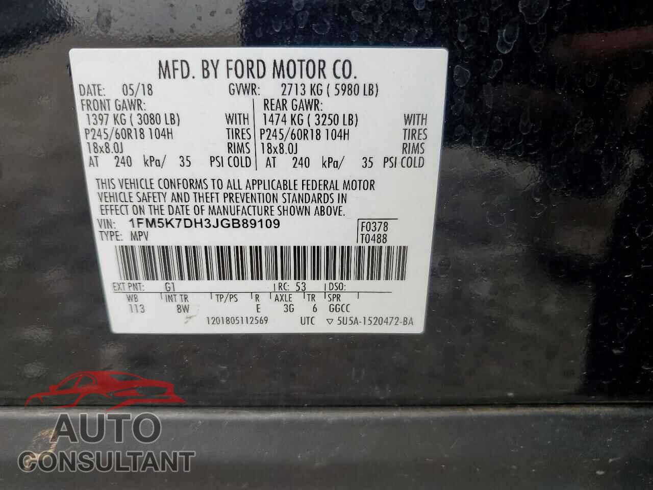FORD EXPLORER 2018 - 1FM5K7DH3JGB89109