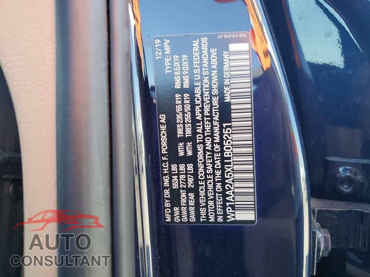 PORSCHE MACAN 2020 - WP1AA2A5XLLB05251