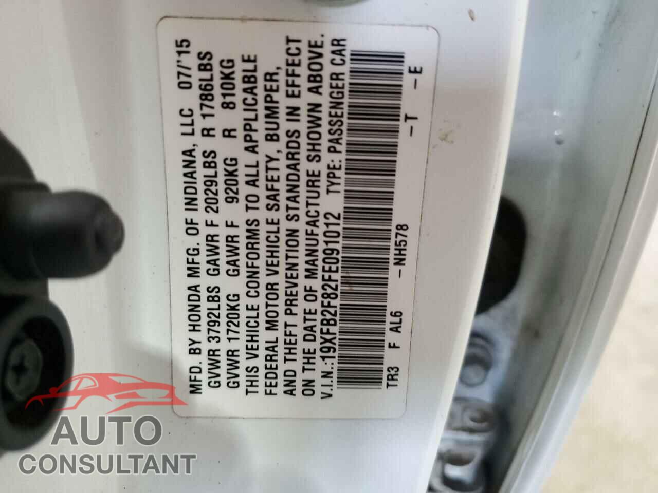 HONDA CIVIC 2015 - 19XFB2F82FE091012