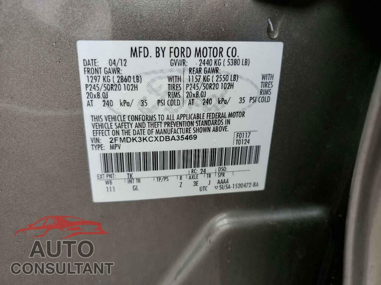 FORD EDGE 2013 - 2FMDK3KCXDBA35469