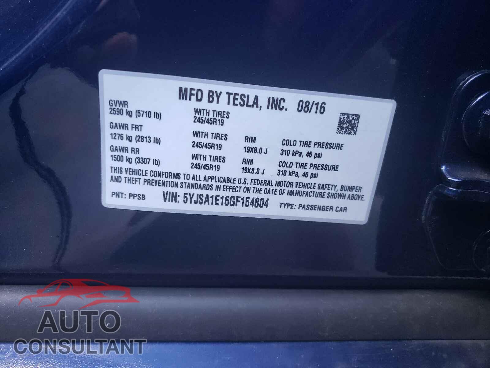 TESLA MODEL S 2016 - 5YJSA1E16GF154804