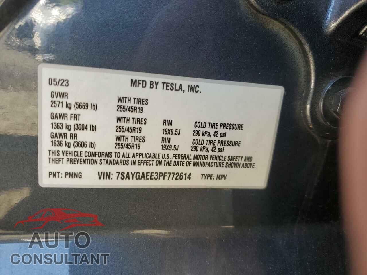 TESLA MODEL Y 2023 - 7SAYGAEE3PF772614