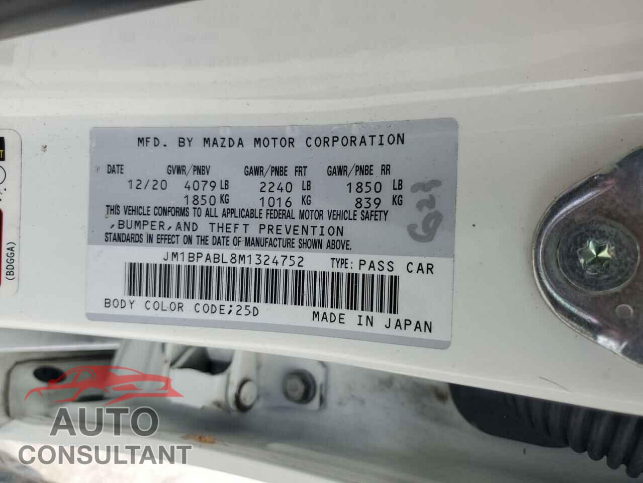 MAZDA 3 2021 - JM1BPABL8M1324752