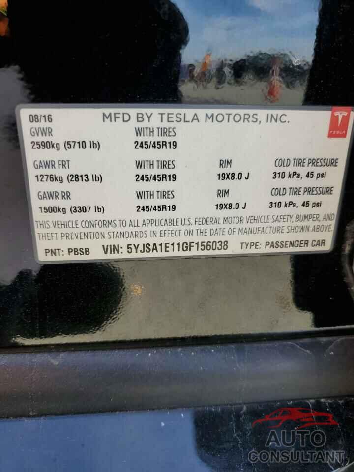 TESLA MODEL S 2016 - 5YJSA1E11GF156038