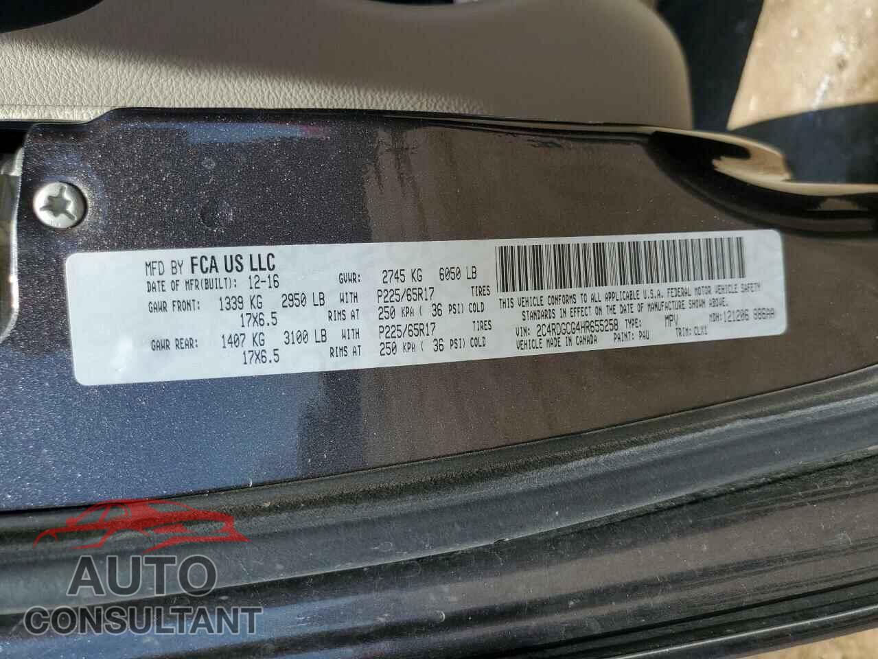 DODGE CARAVAN 2017 - 2C4RDGCG4HR655258