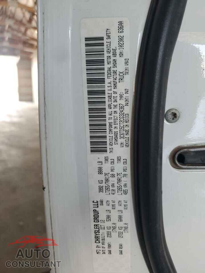 DODGE RAM 2500 2012 - 3C6TD5CT2CG324367
