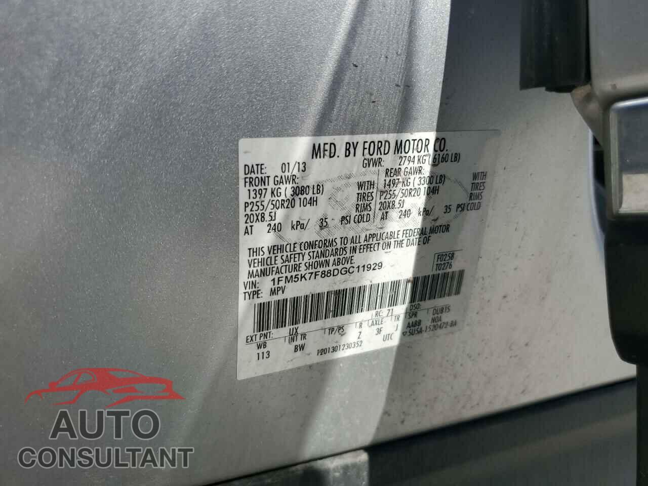 FORD EXPLORER 2013 - 1FM5K7F88DGC11929