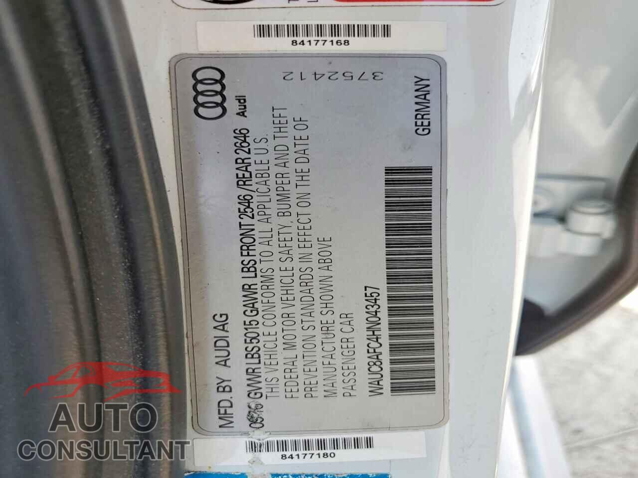 AUDI A6 2017 - WAUC8AFC4HN043457