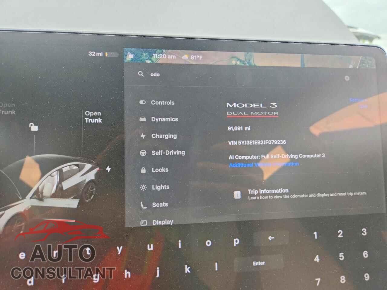 TESLA MODEL 3 2018 - 5YJ3E1EB2JF079236