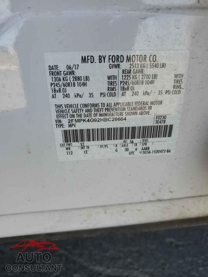 FORD EDGE 2017 - 2FMPK4G92HBC26664