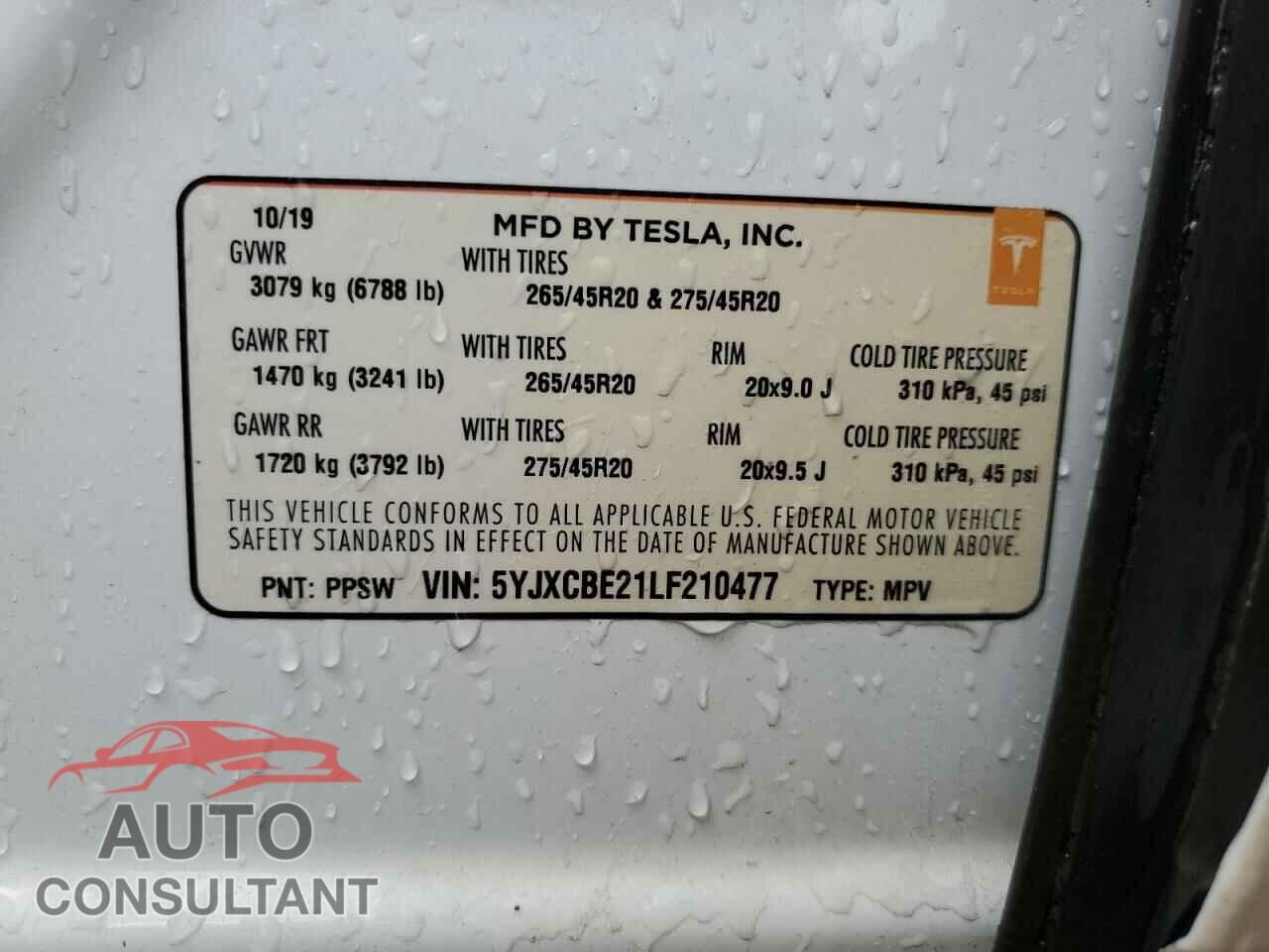TESLA MODEL X 2020 - 5YJXCBE21LF210477
