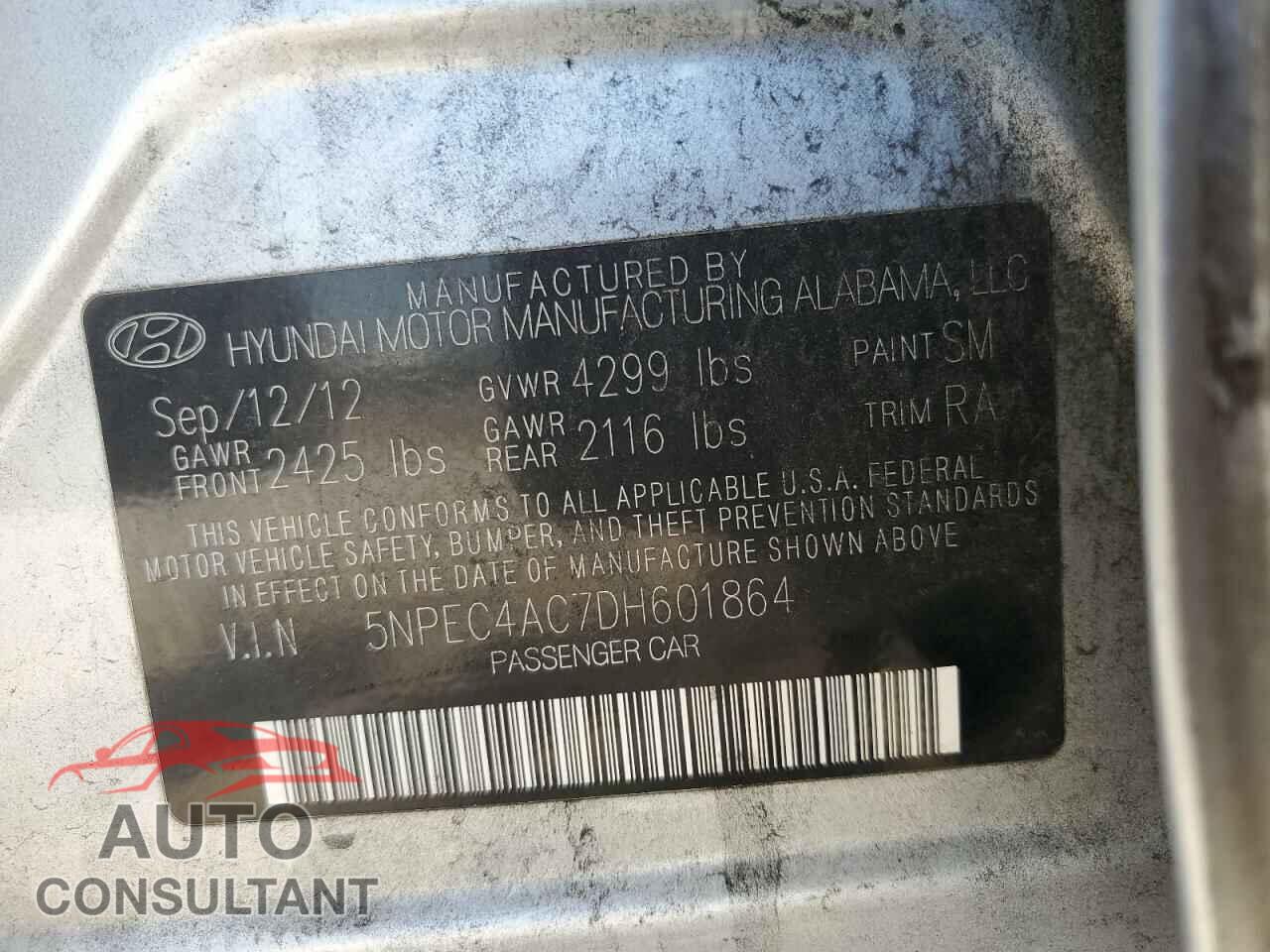 HYUNDAI SONATA 2013 - 5NPEC4AC7DH601864