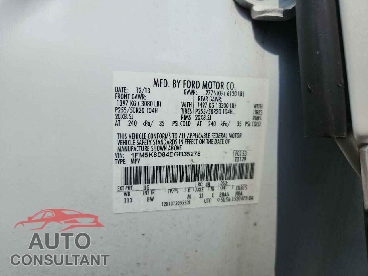 FORD EXPLORER 2014 - 1FM5K8D84EGB35278