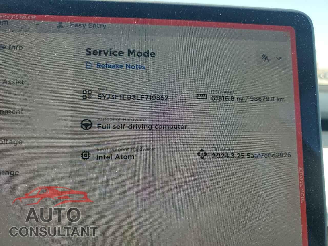 TESLA MODEL 3 2020 - 5YJ3E1EB3LF719862