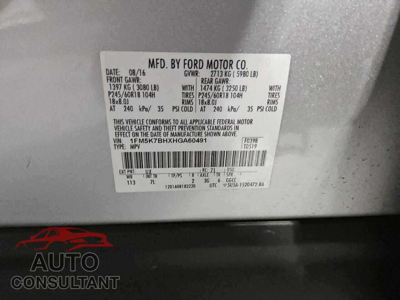 FORD EXPLORER 2017 - 1FM5K7BHXHGA60491