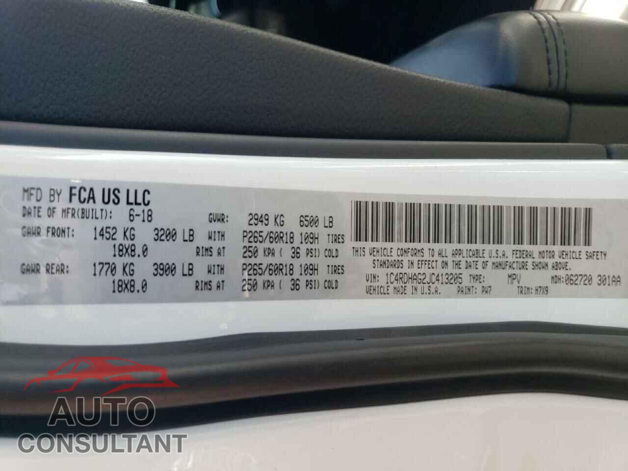 DODGE DURANGO 2018 - 1C4RDHAG2JC413205