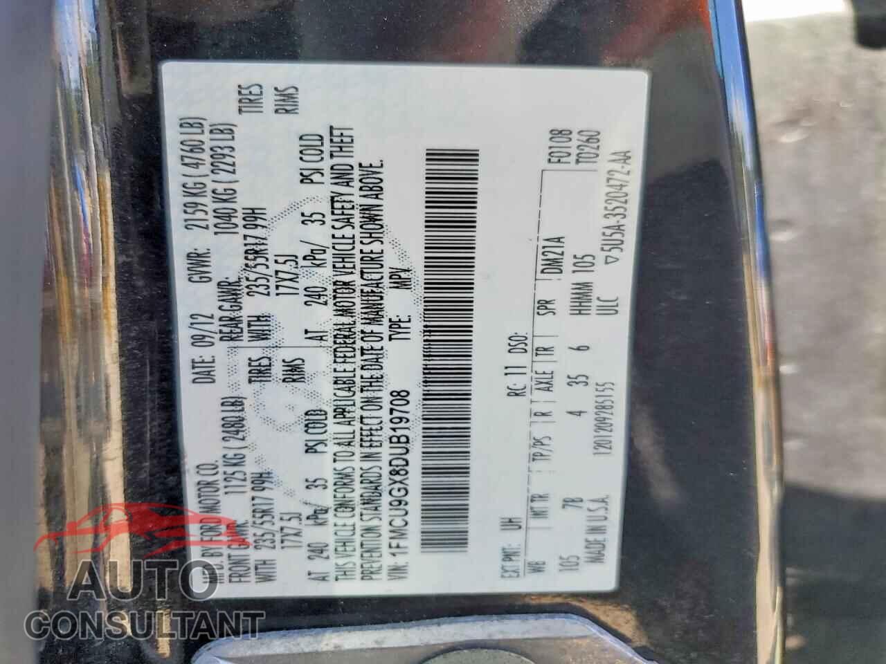 FORD ESCAPE 2013 - 1FMCU9GX8DUB19708