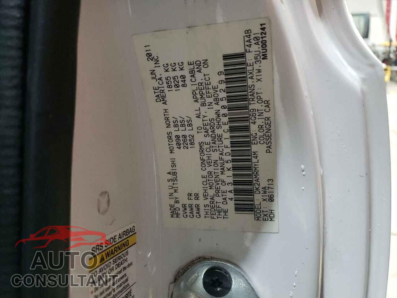 MITSUBISHI ECLIPSE 2012 - 4A31K5DF1CE005299